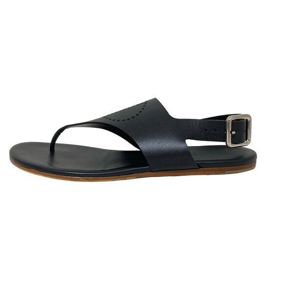 HERMES Black Leather Sandals 375-052425 - Picture 1 of 8